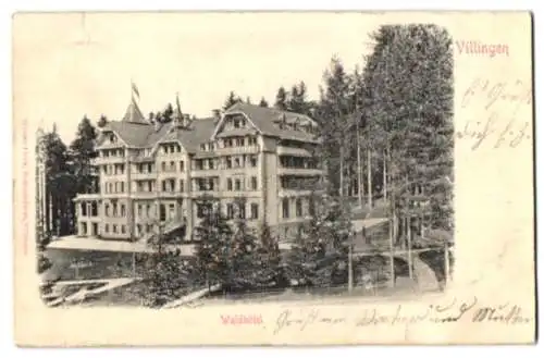 Relief-AK Villingen / Baden, Ansicht vom Waldhotel