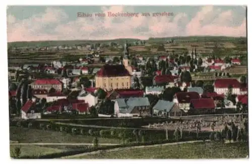 Relief-AK Eibau, Ortsansicht vom Beckenberg aus