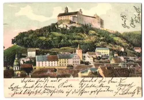 Relief-AK Kulmbach, Ortsansicht mit der Burg