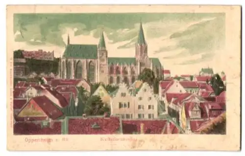 Relief-AK Oppenheim a. Rh., Blick zur Katharinenkirche