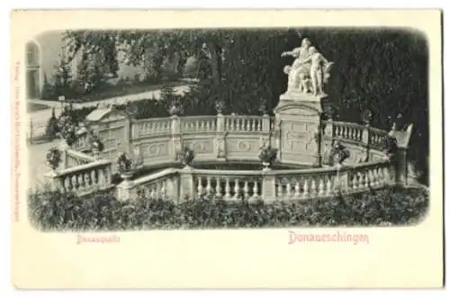 Relief-AK Donaueschingen, Blick auf die Donauquelle