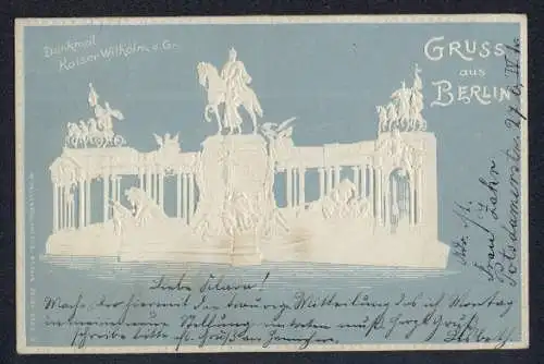 Relief-AK Berlin, Denkmal Kaiser Wilhelm des Grossen
