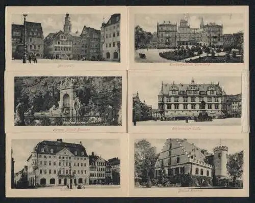 Klapp-AK Coburg, Regierungsgebäude, Hoftheater, Schloss Callenberg, etc.