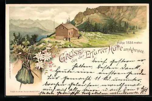 Lithographie Erfurter Hütte, Berghütte am Achensee