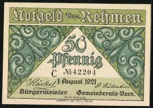Notgeld Rehmen 1921, 50 Pfennig, Kellerhaus
