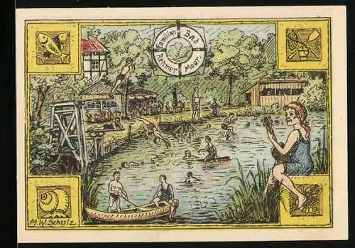 Notgeld Rehmen 1921, 50 Pfennig, Familienbad Rehmer Moor