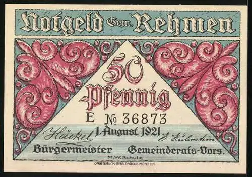 Notgeld Rehmen 1921, 50 Pfennig, Familienbad Rehmer Moor