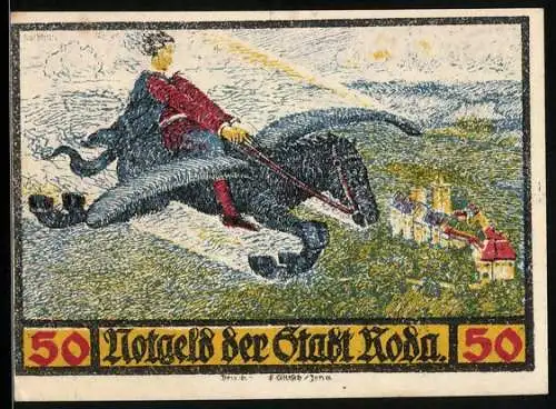 Notgeld Roda 1921, 50 Pfennig, Wappen, Fausts Reise