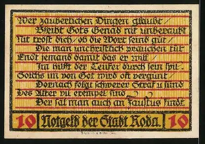 Notgeld Roda 1921, 10 Pfennig, Wappen