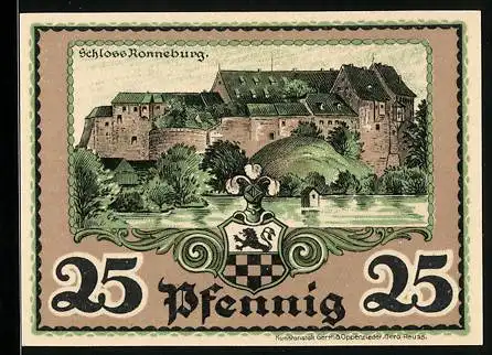 Notgeld Ronneburg /Thür. 1921, 25 Pfennig, Schloss