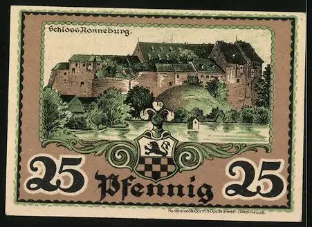 Notgeld Ronneburg /Thür. 1921, 25 Pfennig, Melcher u. Marche, Schloss