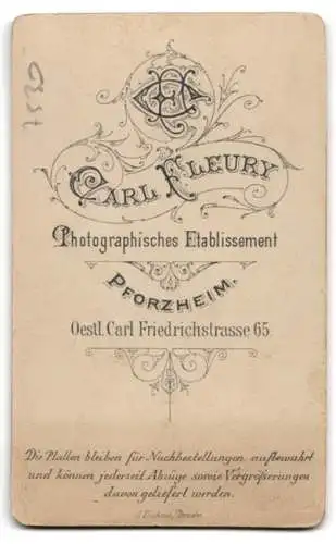 Fotografie Carl Fleury, Pforzheim, Oestl. Carl Friedrichstr. 65, Junger Herr im Anzug mit Fliege
