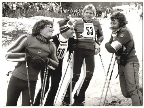 Fotografie Skitrainer Harald Schönhaar mit Karl Anderson, Steve Mahre & Ron Biedermann