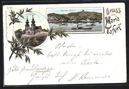 Lithographie Maria Taferl, Kirche, Panoramaansicht