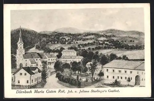 AK Dörnbach, Totale mit Kirche Maria Guten Rat und Gasthof Starlinger