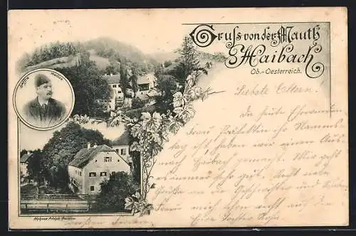 AK Haibach, Gasthof Mauth mit Umgebung, Saffra Matica / Portrait