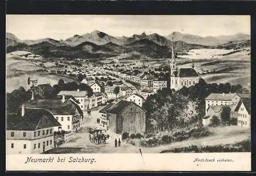 AK Neumarkt bei Salzburg, Ortsansicht mit Kutsche