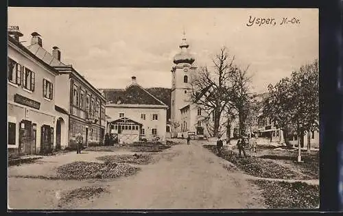 AK Ysper /N.-Oe., Strassenpartie an der Kirche