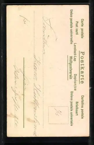 Präge-AK Junge Frau mit Blumen im Haar, Jugendstil