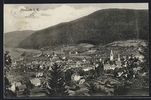 AK Haslach i. K., Ortsansicht aus der Vogelschau