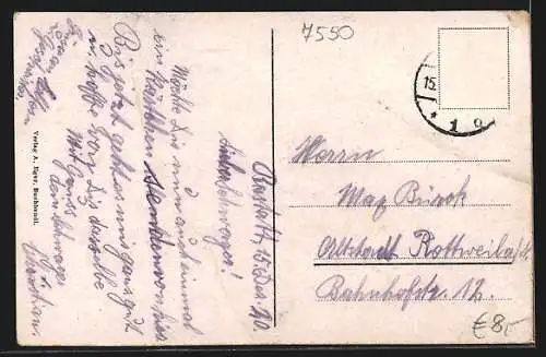 AK Rastatt, Kaiserstr. mit Denkmal