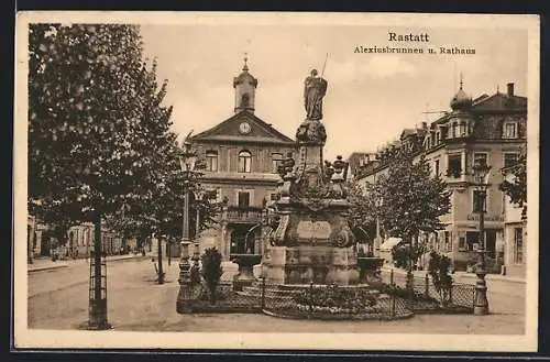 AK Rastatt, Alexisbrunnen und Rathaus