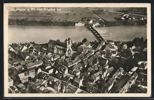 AK Säckingen a. Rh., Partie am Fluss, Fliegeraufnahme