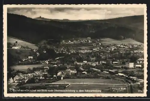 AK Olbernhau-Grünthal, Blick nach Oberneuschönberg u. dem Schwartenberg