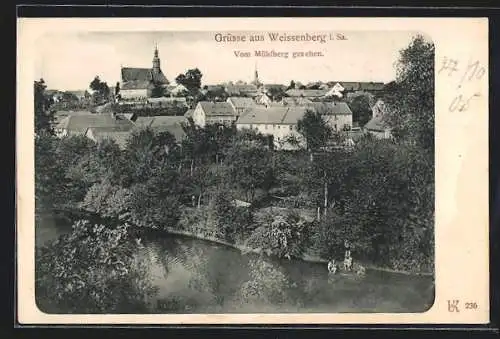 AK Weissenberg i. Sa., Blick vom Mühlberg