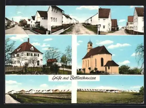 AK Betlinshausen, Die Kirche, Strassenpartien, Ortsansicht über Felder