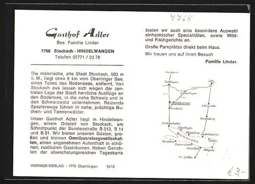 Klapp-AK Stockach-Hindelwangen, Gasthof Adler, Innenansichten