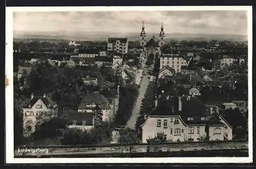 AK Ludwigsburg / Stadt, Partie mit Doppelturmkirche