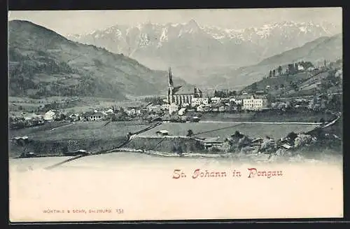 AK St. Johann in Pongau, Panorama mit Kirche