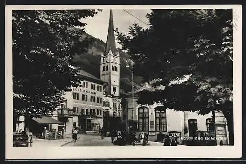 AK Hofgastein, Strassenpartie mit Gasthof Goldener Adler