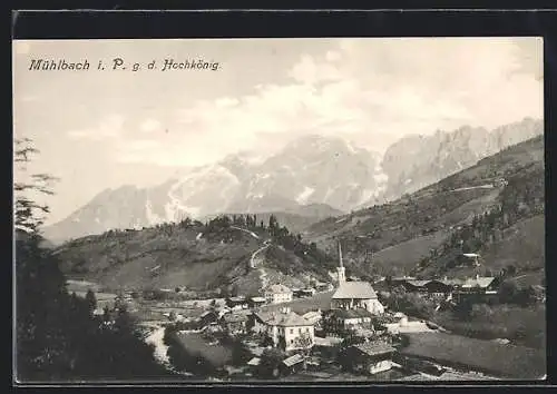AK Mühlbach am Hochkönig, Totalansicht mit Hochkönig