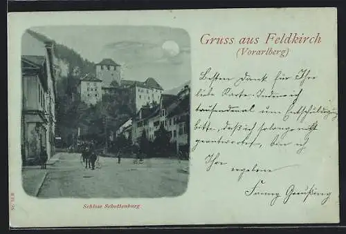 Mondschein-AK Feldkirch /Vorarlberg, Das Schloss Schottenburg