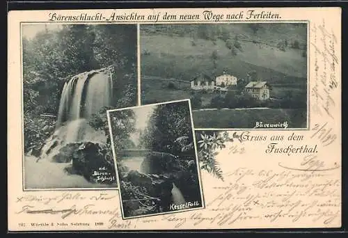 AK Bruck /Pinzgau, Fuscherthal, Gasthof Bärenwirt, Bärenschlucht, Kesselfall