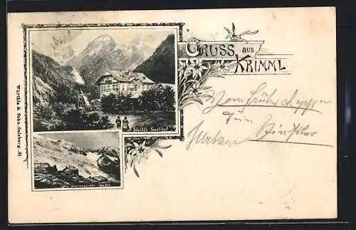 AK Krimml, Waltl`s Gasthof, Warnsdorfer-Hütte