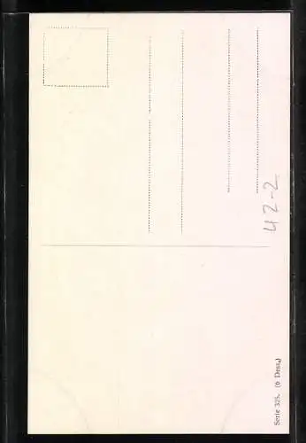 Künstler-AK Jäger auf einem Baumstumpf sitzend beobachtet hübsche Frau mit Fernglas