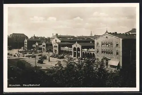 AK München, Hauptbahnhof aus der Vogelschau