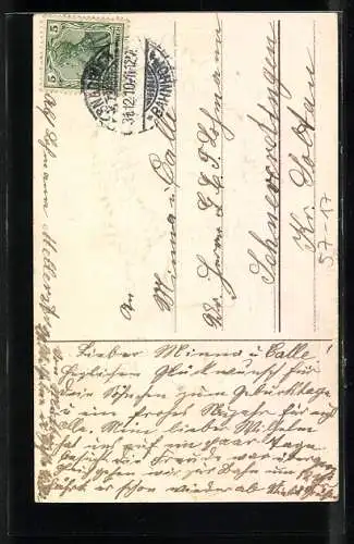 Präge-AK Kleiner Junge mit Blumenkranz, Neujahrsgruss