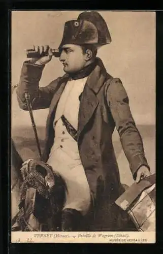 AK Bataille de Wagram, Napoleon mit Fernrohr