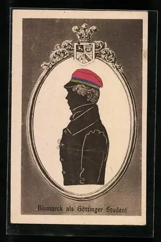 AK Fürst Bismarck als Göttinger Student, Silhouette