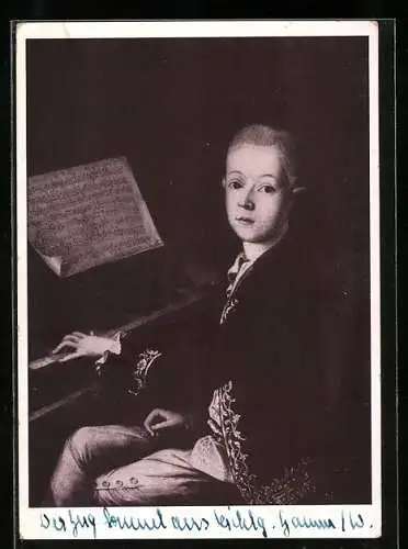 Künstler-AK Der junge Mozart am Klavier