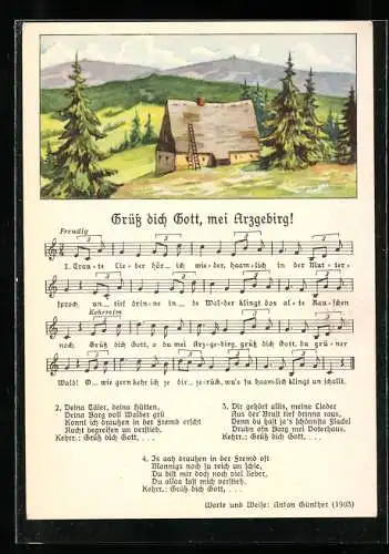 Lied-AK Anton Günther: Grüss Dich Gott, mei Arzgebirg, 1903