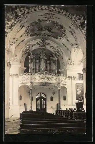 AK Schäftlarn /Isartal, Das Innere der Klosterkirche mit der Orgel