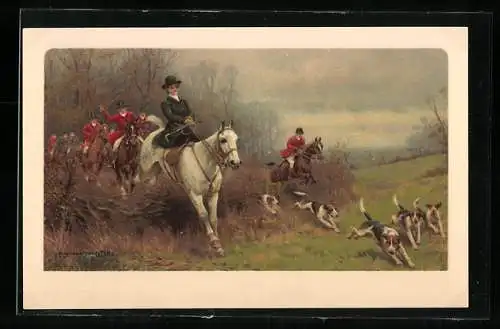 Künstler-AK Meissner & Buch (M&B) Serie 1657: Treibjagd mit Meute