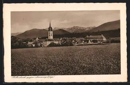 AK Rottenbuch / Ammer, Ortsansicht gegen Ammergebirge