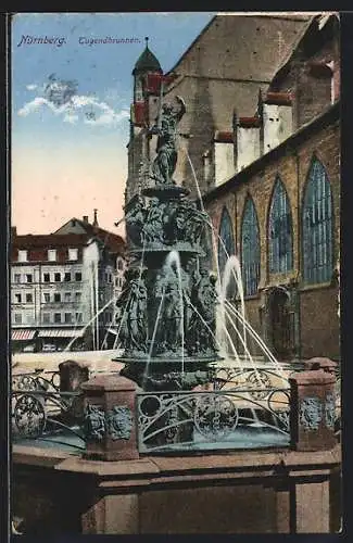 AK Nürnberg, Blick auf den Tugendbrunnen