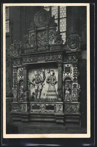 AK Wertheim / Main, Protest.Kirche, Grabdenkmal des Georg Graf von Isenburg u.Gräfin Barbara von Wertheim